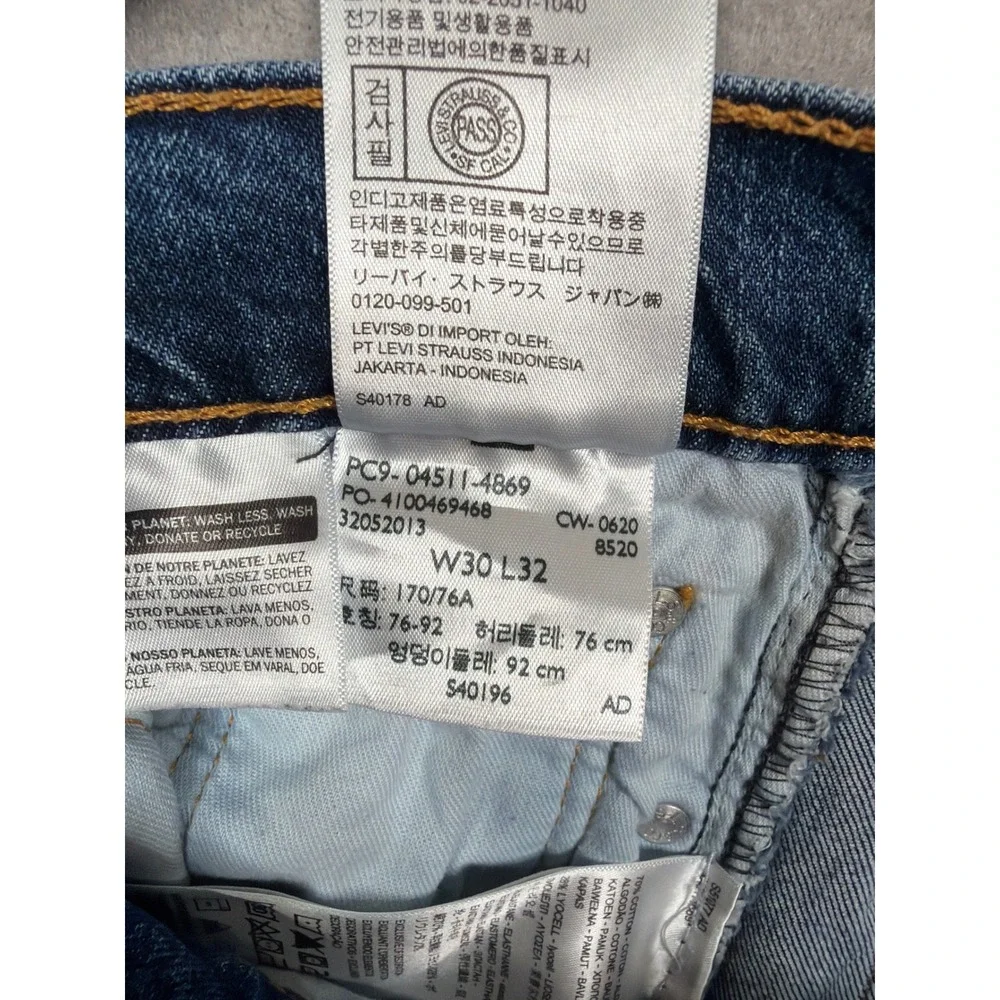 Levis‎ 511 Slim Fit Mens Jeans Blue Medium Wash Denim W30 L32 04511-4869